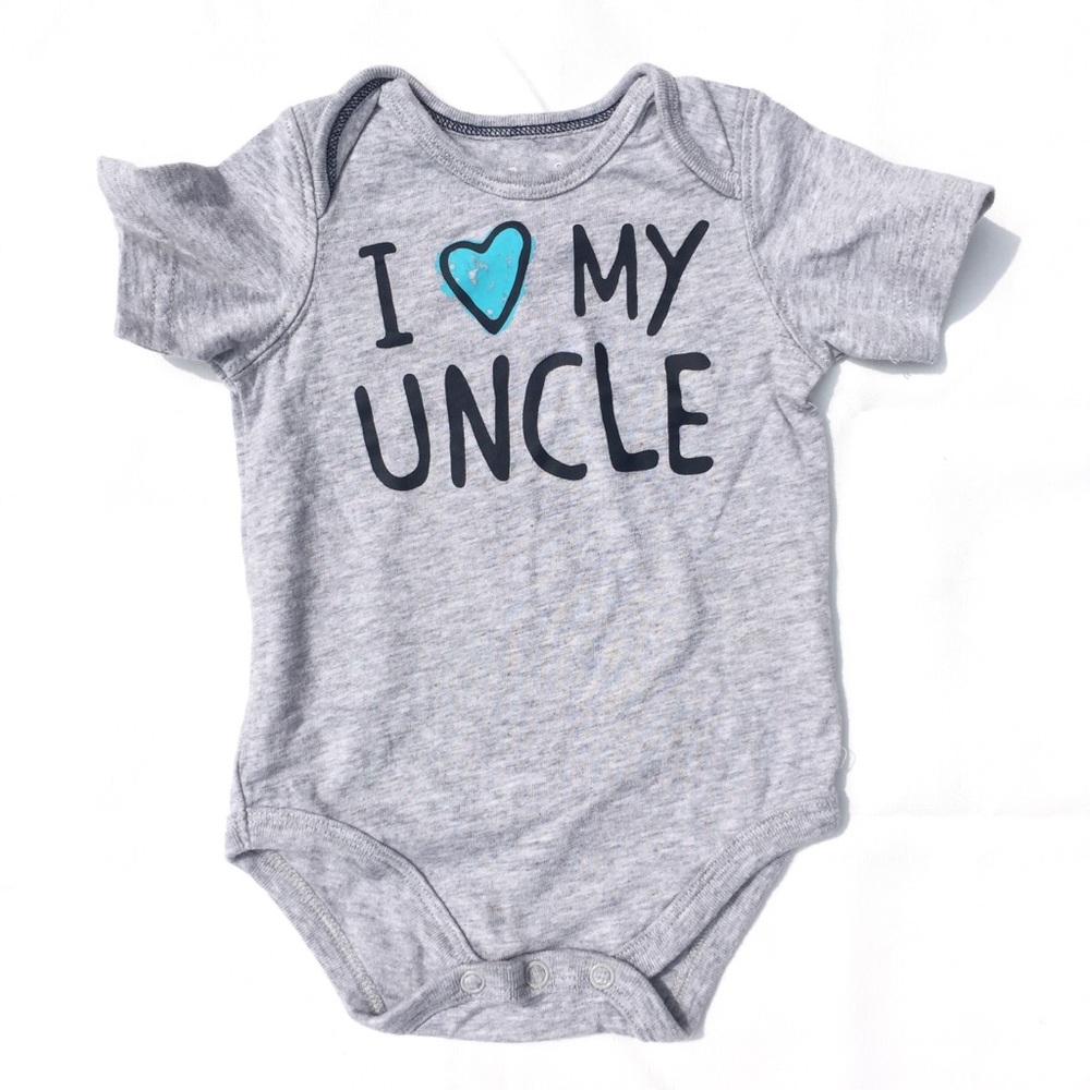 “I ❤️ My Uncle” 3m Baby Grey Bodysuit / Onesie
